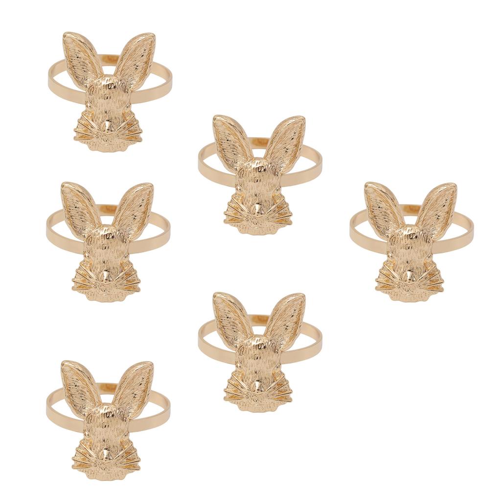 Set of 6 Portable Easter Rabbit Napkin Holders Rabbit Napkin Rings for Easter Thanksgiving and Festival Table Decoration