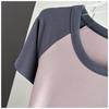 Raglan Short Sleeve Color Block T-Shirt Plus Size Loose Slim Crop Top For Summer Versatile Breathable Soft Material Flattering Slim Women Top