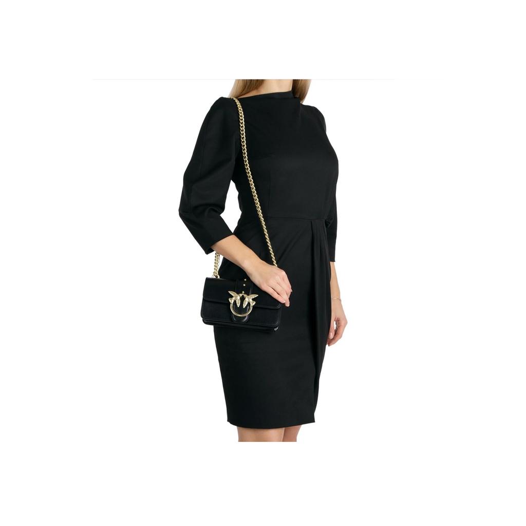 New PINKO Cow Leather Crossbody Bag, Bird Bag, Swallow Bag Women's Black 1P21B0-Y5EU-Z99