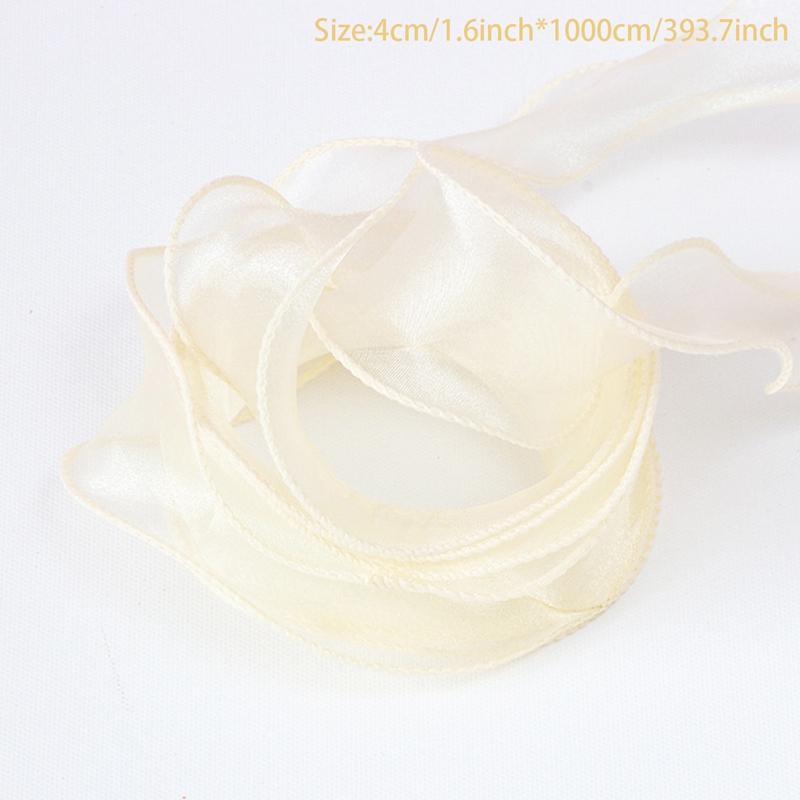 10M Sheer Wired Organza Ribbons with Golden Edge Chiffon Ribbon Wrapping Gift Box Wedding Bridal Bouquet Christmas Decoration