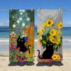 Art Black Cat In Flowers Garden Towel Soft Pool Gift For Travel Gym Shower Camping Quick Dry Sports Large Beach Towels