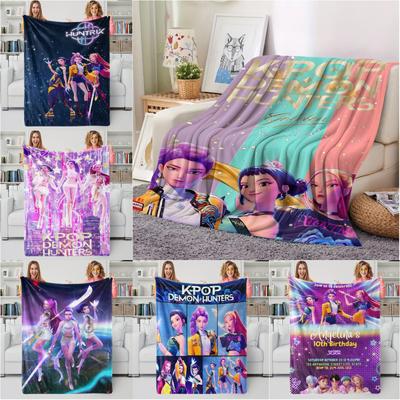 Coperta Demon Hunter K-Pop Ragazza Anime Calda Squadra Coperta Plaid di Flanella Coperta Calda Invernale per Soggiorno Divano Copri Letto Regalo per Fan