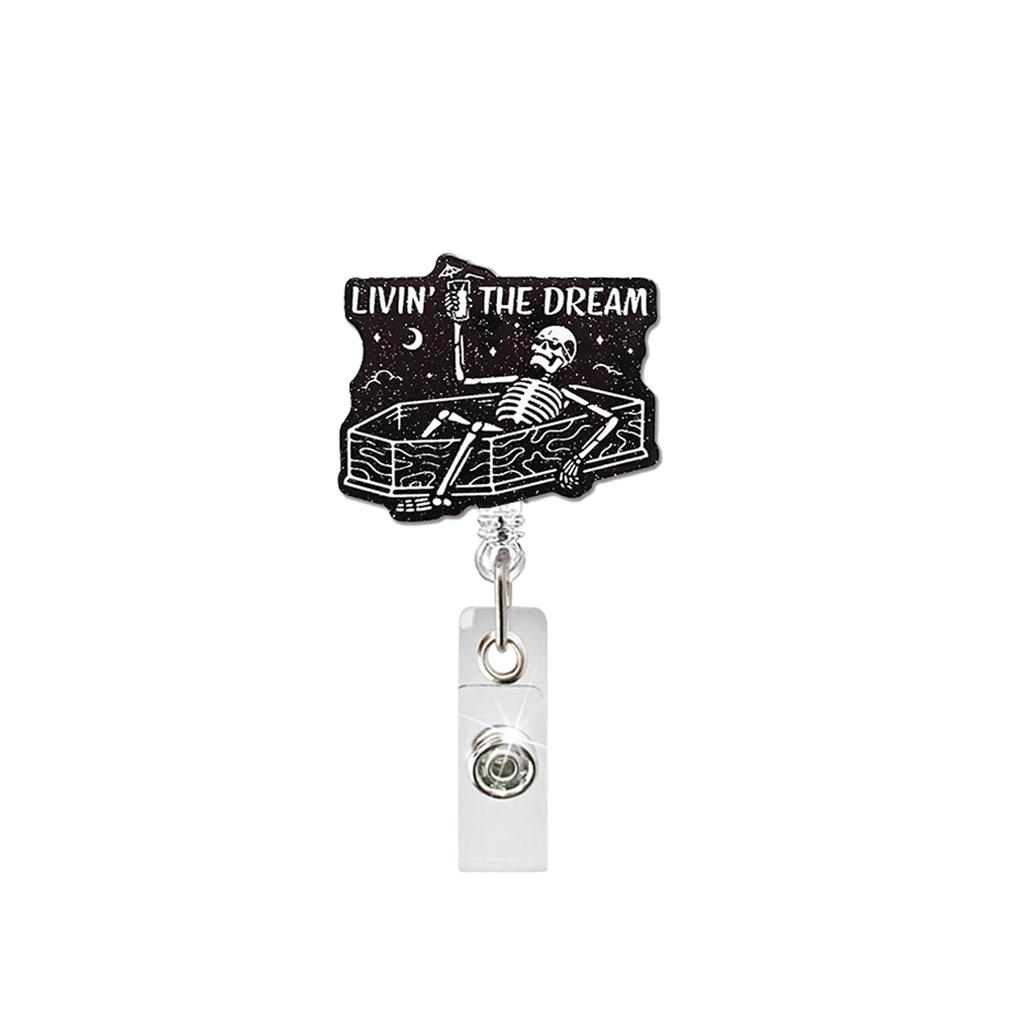 Funny Halloween Badge Reel Retractable For Nurse Doctor Horror Spooky Ghost Badge Holder With Alligator Clip Id Name Card Access