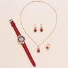 5pcs Set Watches Women Leather Band Ladies Watch Simple Casual Women's WristWatch Bracelet Gift Montre Femme(No Box)