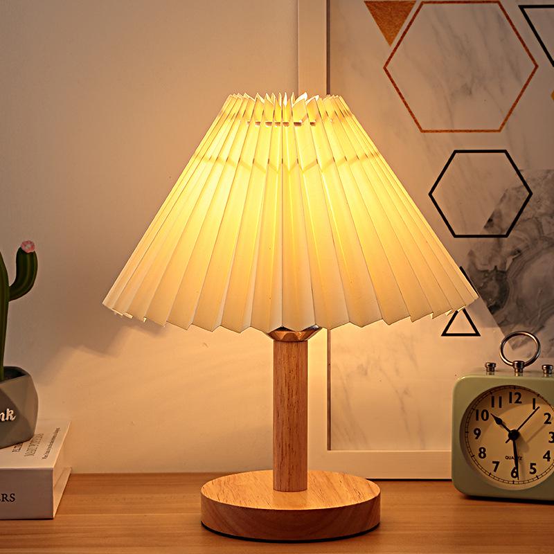 Pleated Nordic Style Table Lamp for Bedroom, Bedside, or Dormitory Décor