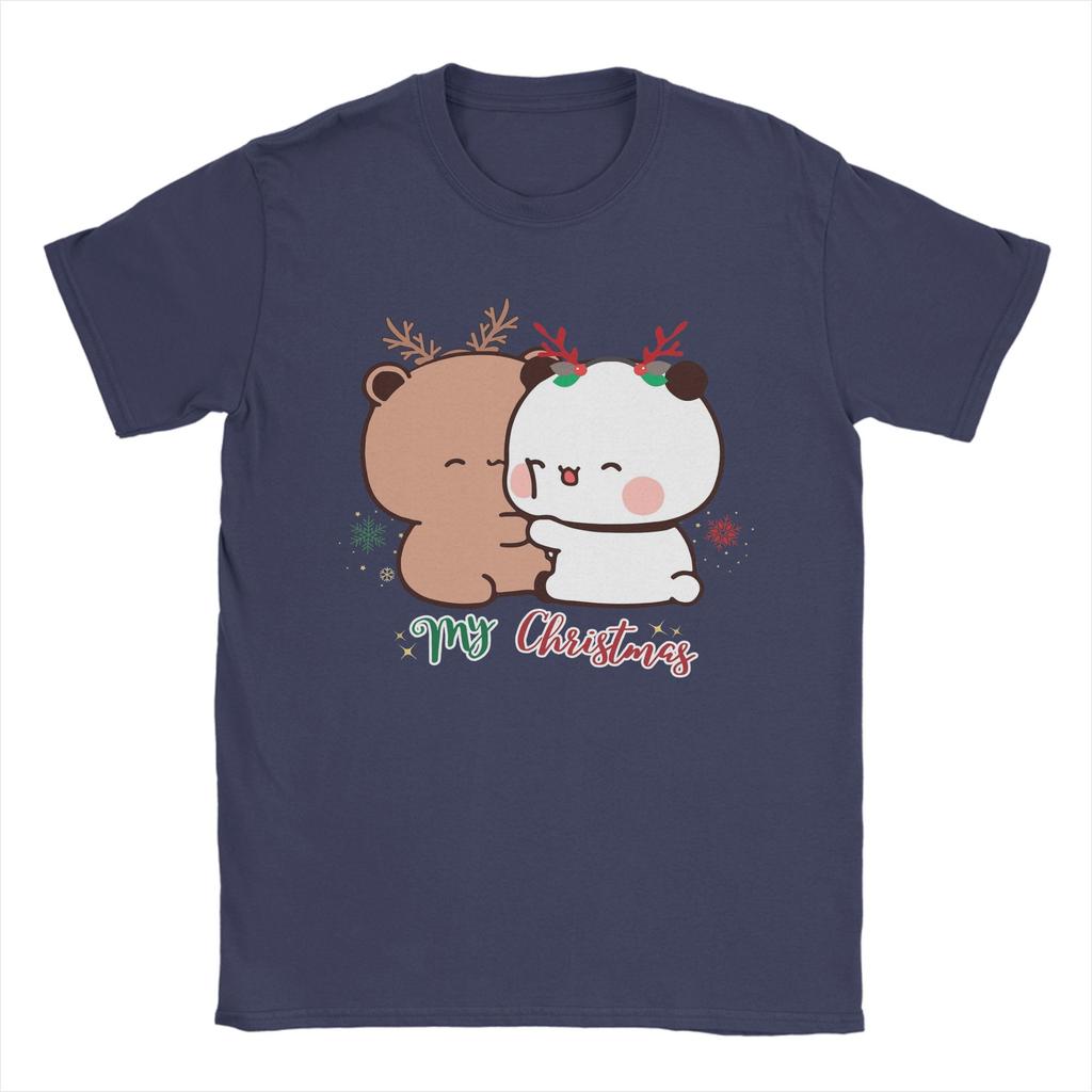 Men BuBu Panda Is DuDu Bear’s Christmas Love T-Shirts Clothing Streetwear Short Sleeves T Shirt O-Neck Casual Tee Shirt Big Size