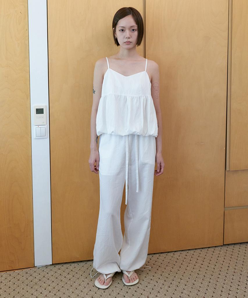 STEP AROUND Airy Nylon Wide Pants_White