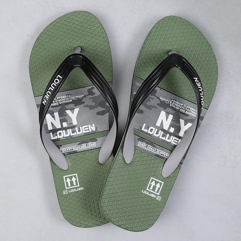 

Летние шлепанцы сандалии мужские новые уличные пляжные нескользящие мужские шлепанцы 44 армия зеленый