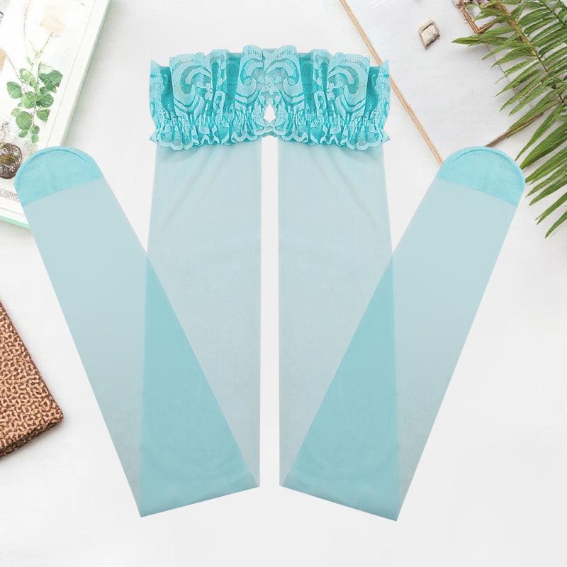 Damen Spitzenbesatz Oberschenkelhohe Silikon Anti-Rutsch Strümpfe - Sommer Mehrfarbig