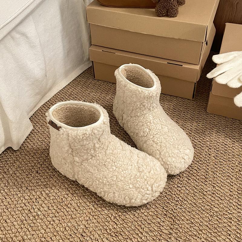 Women's thick-soled winter fur one lightweight warm anti-cold plus velvet fur snow boots non-slip wear casual sneakers cotton boots