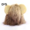 Lion Mane Wig for Dogs Fuzzy Pet Headgear with Ears Pet Dress-up Costume Plush Cat Hood for Halloween Christmas Party
