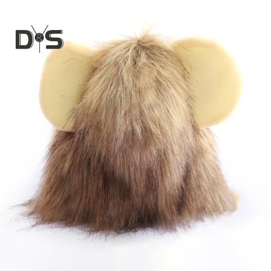 Lion Mane Wig for Dogs Fuzzy Pet Headgear with Ears Pet Dress-up Costume Plush Cat Hood for Halloween Christmas Party
