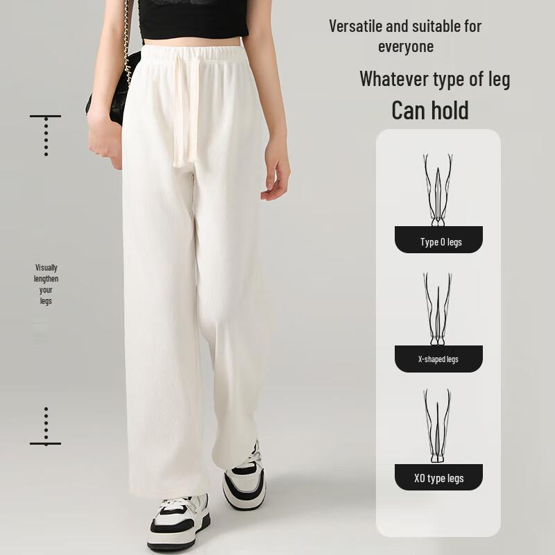 JEANSWEST Women's 2025 Chenille High-Waist Relaxed Straight-Leg Pants