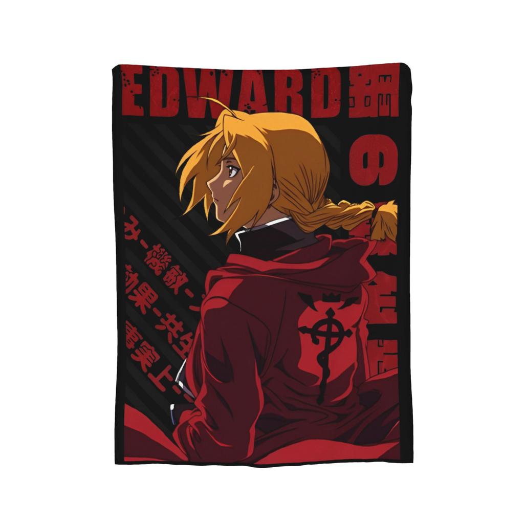 Fullmetal Alchemist Edward Elric Blankets Fleece Spring/Autumn  Portable Ultra-Soft Throw Blankets for Home Office Quilt