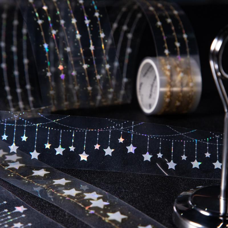 1roll/3x200cm Shiny Laser Star Curtain Theme Washi Tape Sparkling Glitter DIY Handmade Album Scrapbooking Decorative Supplies