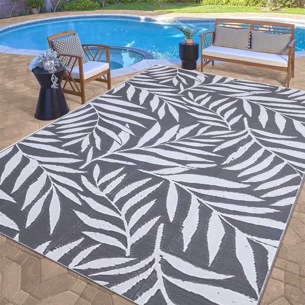 PP Plastic Tube Outdoor Carpet for Patio Leaves Woven Foldable Picnic Mats Waterproof Rug for Motorhome Summer Beach Carpets