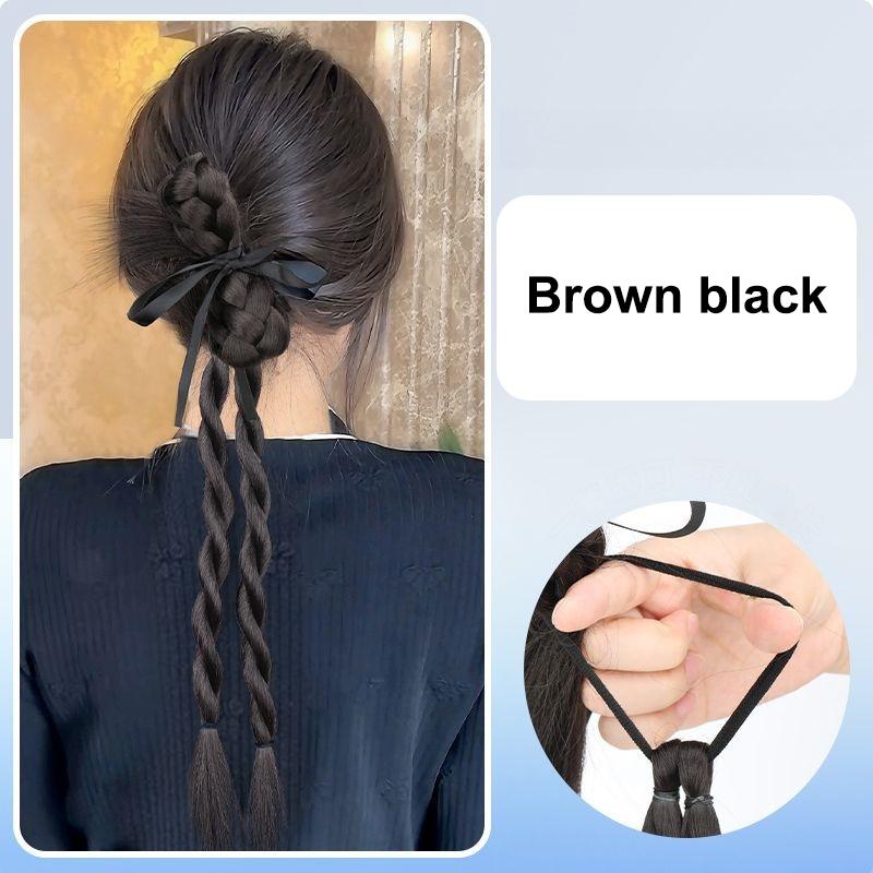 

1 шт. Синтетический пучок для волос, парик, хвост, коса, лента, резинка для волос, термостойкое волокно, пучок, шиньон для женщин и девушек, на каждый день, для вечеринки черный коричневый