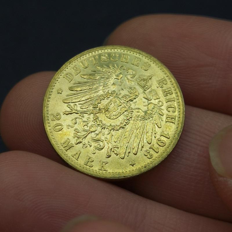 1913 Baden, Niemcy, 20 marek, moneta pozłacana, mosiądz, replika, moneta, europejska i amerykańska, rękodzieło vintage, 23mm