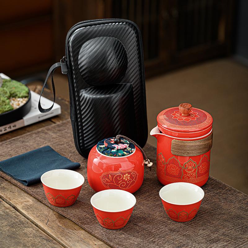 Travel Tea Set Portable Kung Fu Tea Set Wholesale Japanese Style Outdoor Kuaike Cup Holiday Business Gift Giving Chinese Style