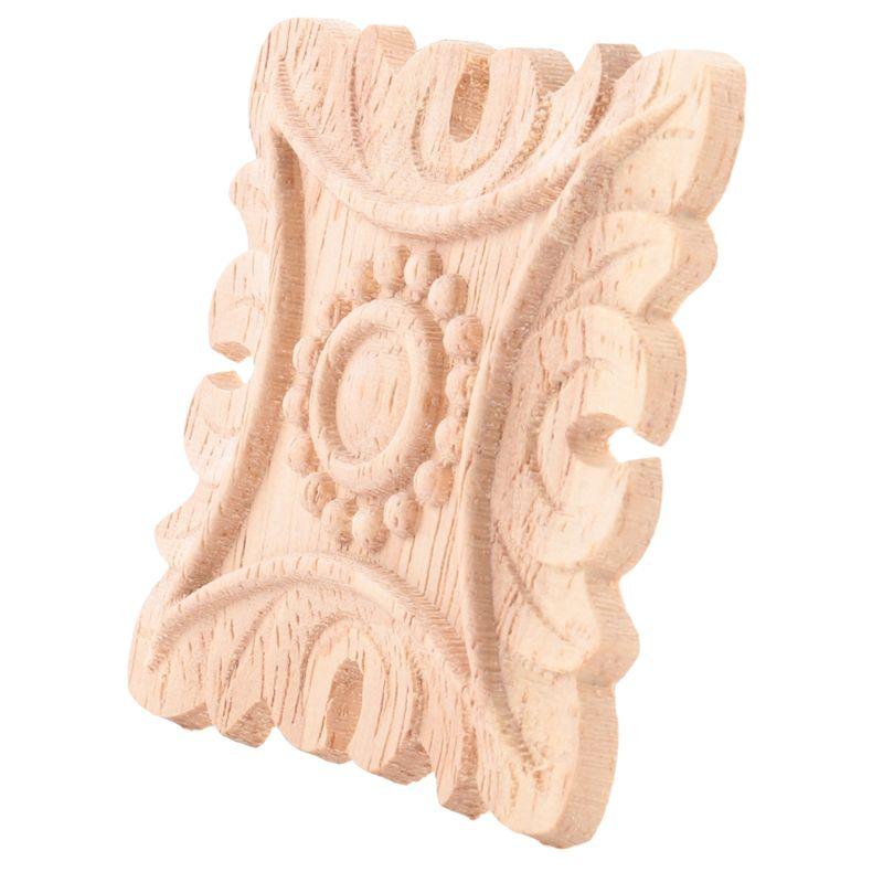 

AEE4-Vintage Unpainted Wood Carved Corner Onlay Applique Frame Background Home Furniture Wall Cabinet Door Decor Decoration