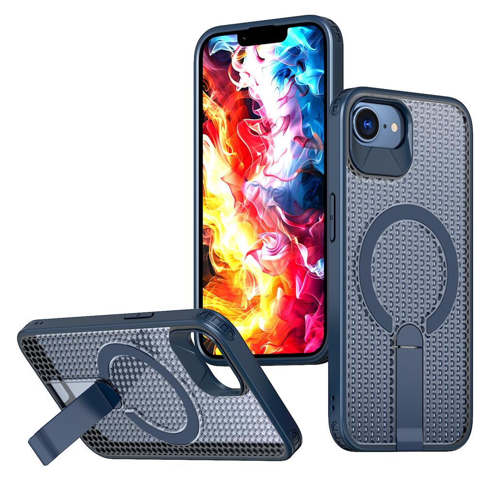 KEYSION Hollow Heat Dissipation Case for MagSafe for iPhone 17e 16e Magnetic Cooling Hide Kickstand Shockproof Phone Back Cover