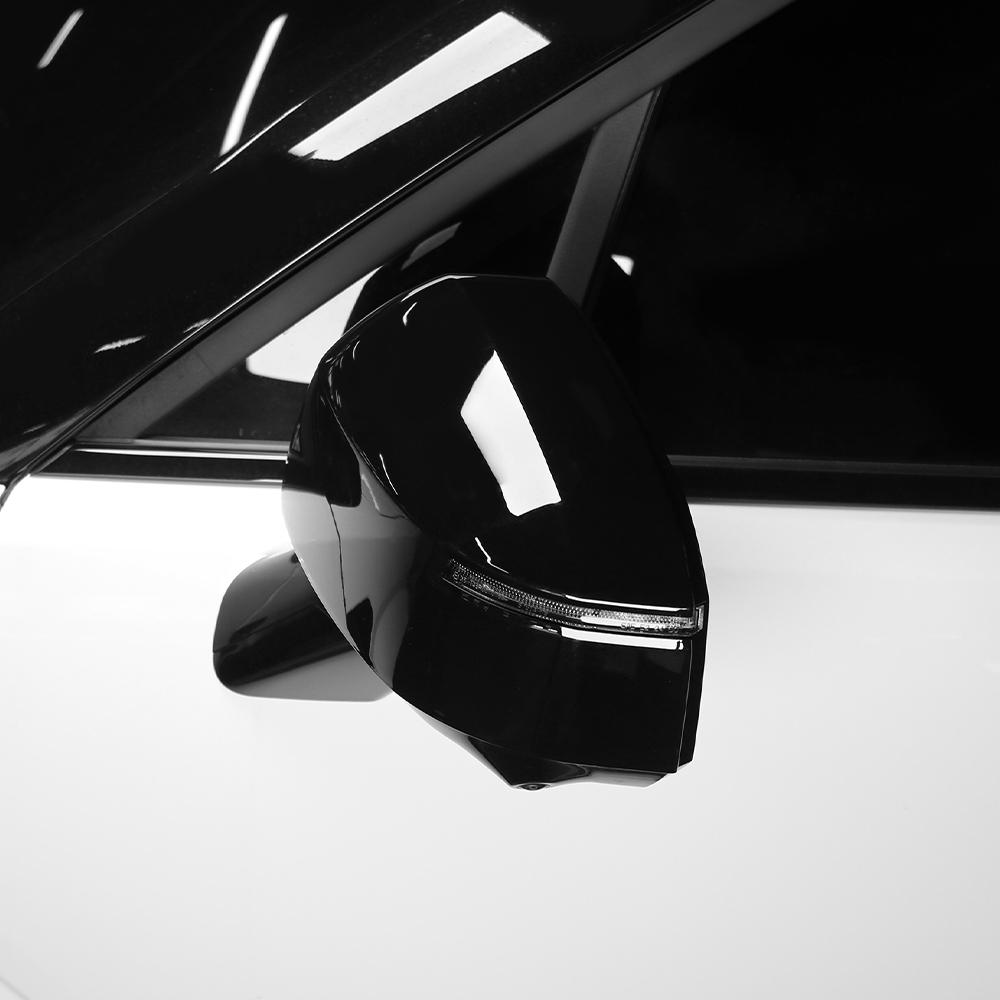 For Hyundai Santa Fe MX5 2024 2025 2pcs Carbon Fiber Style Bright Black Side Door Rearview Mirror Cover Trim LHD/RHD