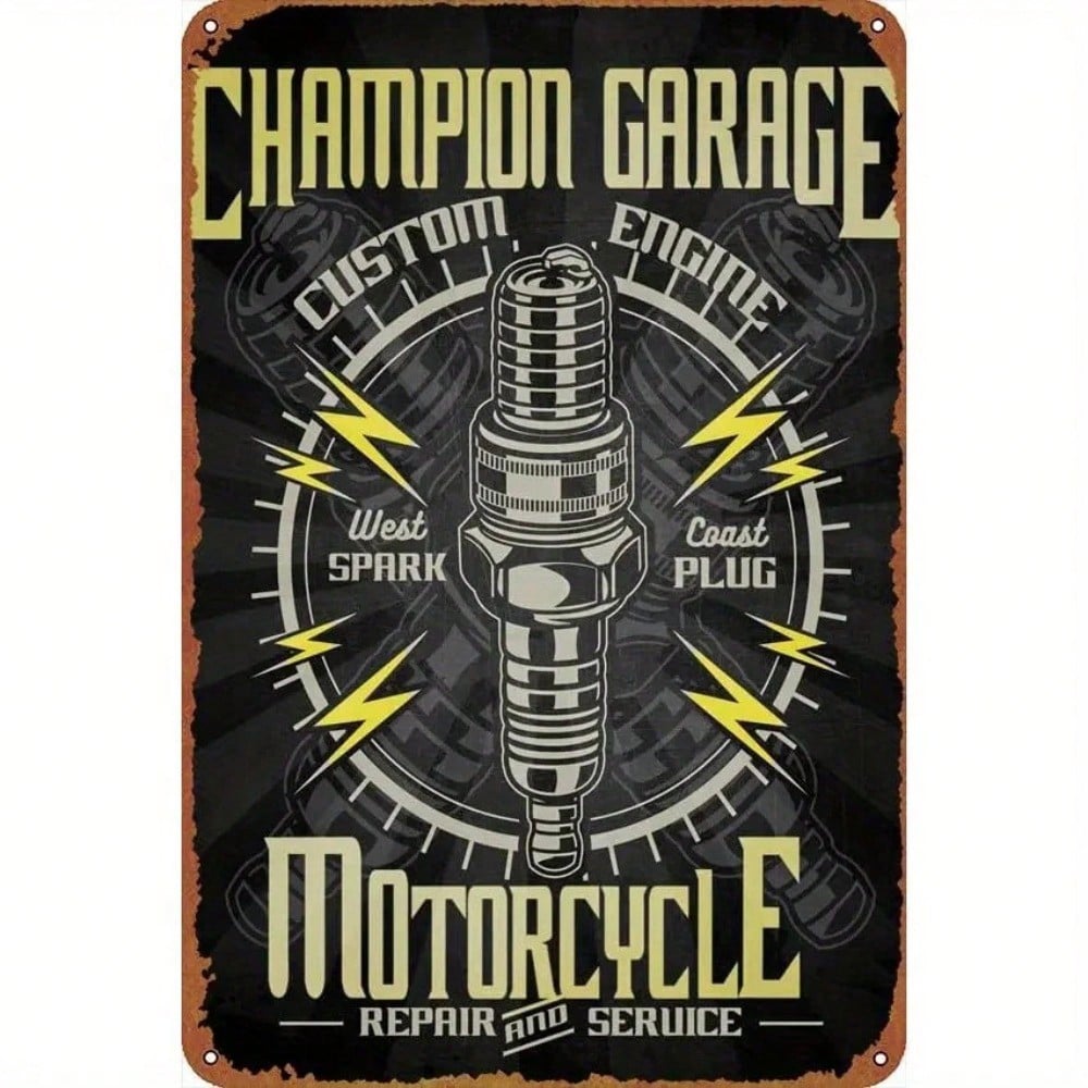 Vintage Motorcycle Tin Sign Retro Garage Wall Decor Metal Art 12x8 Inch