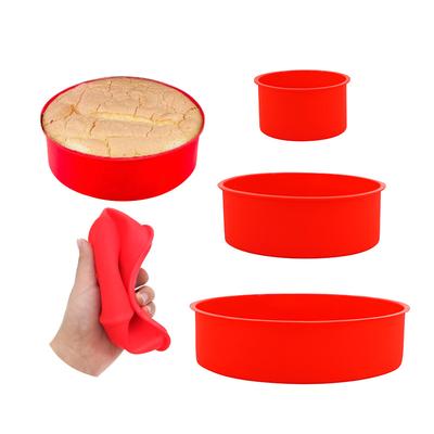 Round Silicone Baking Mold Nonstick 4", 6", 8" Cake Pan Kit for Perfect Layered Cakes