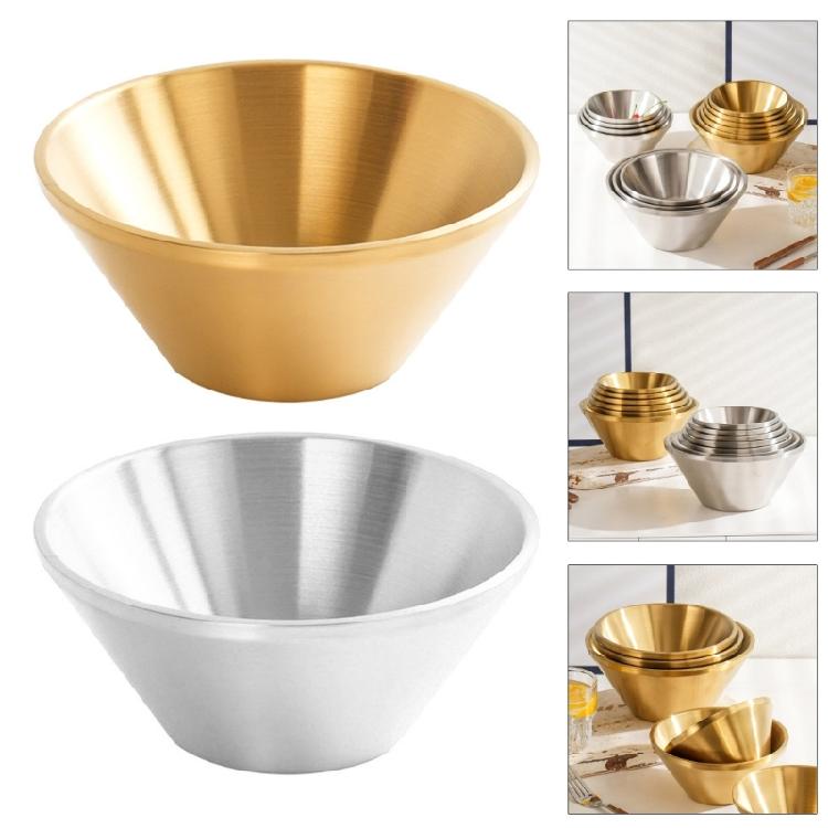 Double Wall Insulated Metal Soup Bowl Kitchen Serving Bowl V Shape Mixing Salad Bowl Dessert Cups Food Container
