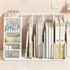 Office Desk File Rack Metal Paper Holder with Split Sections and Side Storage for Study Table Use and Home Desks