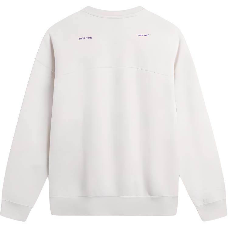 Li Ning Wade Series Letter Round Neck Comfortable Breathable Fleece Warm Sweatshirt Men sweatshirt Flower-Gray Tile-Gray AWDU655-4