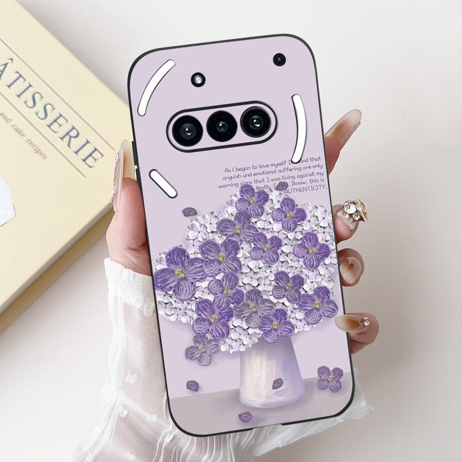 For Nothing Phone 3A Case A059 Cover Fashion Flower Soft Silicone Black Shockproof Cover On Nothing Phone3A 3 A 3APro A059P Capa