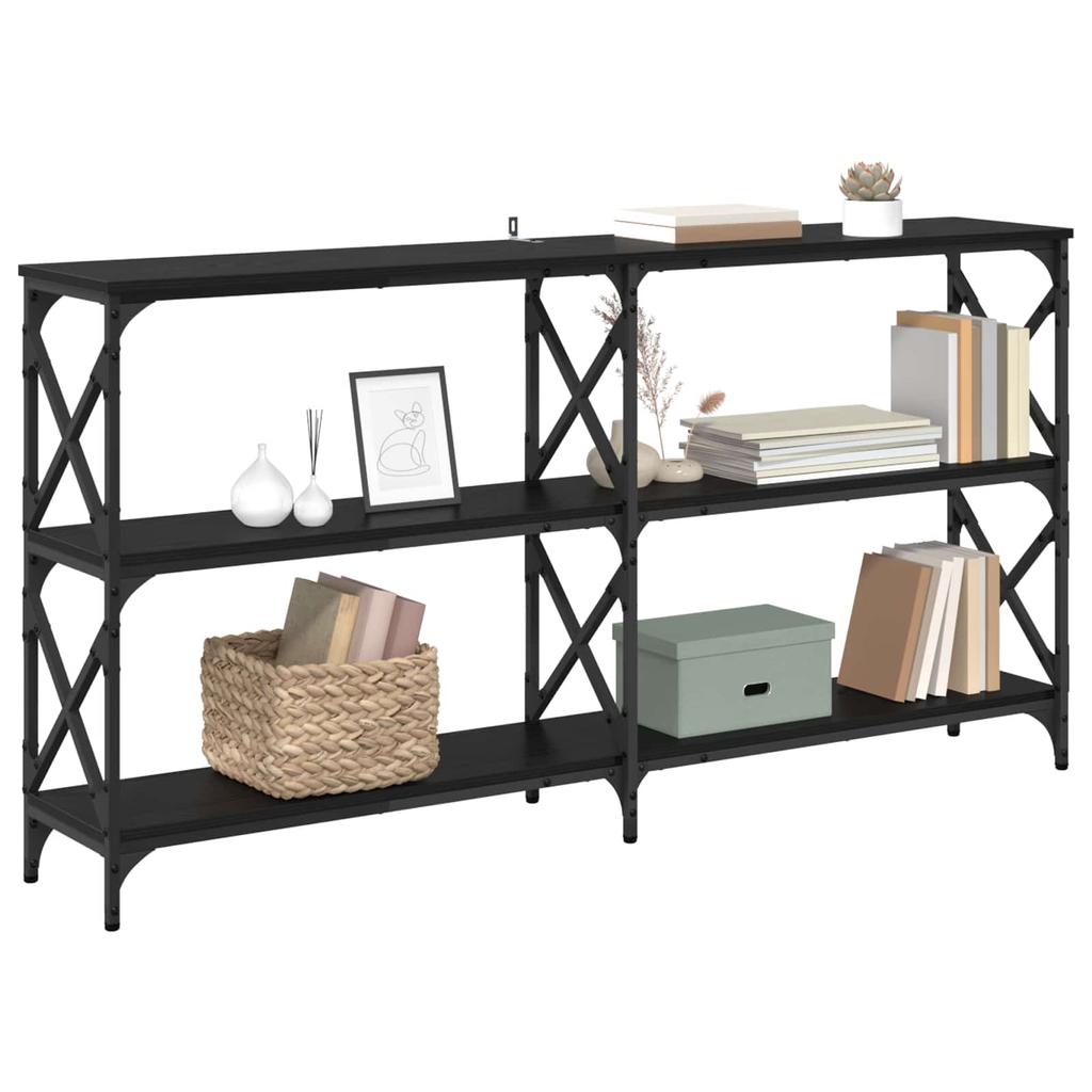 Console Table Black Oak Look 156 X 28 X 80.5 Cm