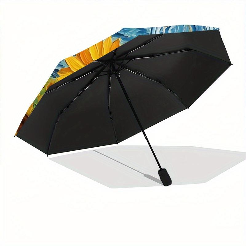 1pc Sunflower Starry Auto Open/close, All-Season Portable Folding Umbrella for Women & Men, Travel, Everyday, Formal Events - Compact Luxury Parasol,