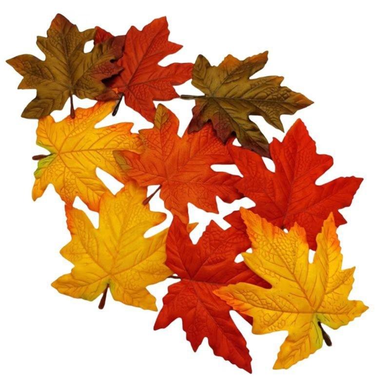 10PCS Bright Colored Faux Maple Leaf Models With Natural Texture For Home Decors And Seasonal Displays