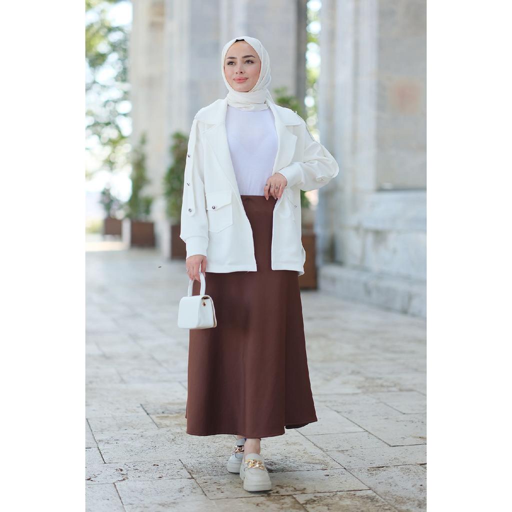 Elastic Waist Scuba Skirt Black