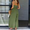 Women's Color Loose Wide Leg Cotton Linen Jumpsuit Pants