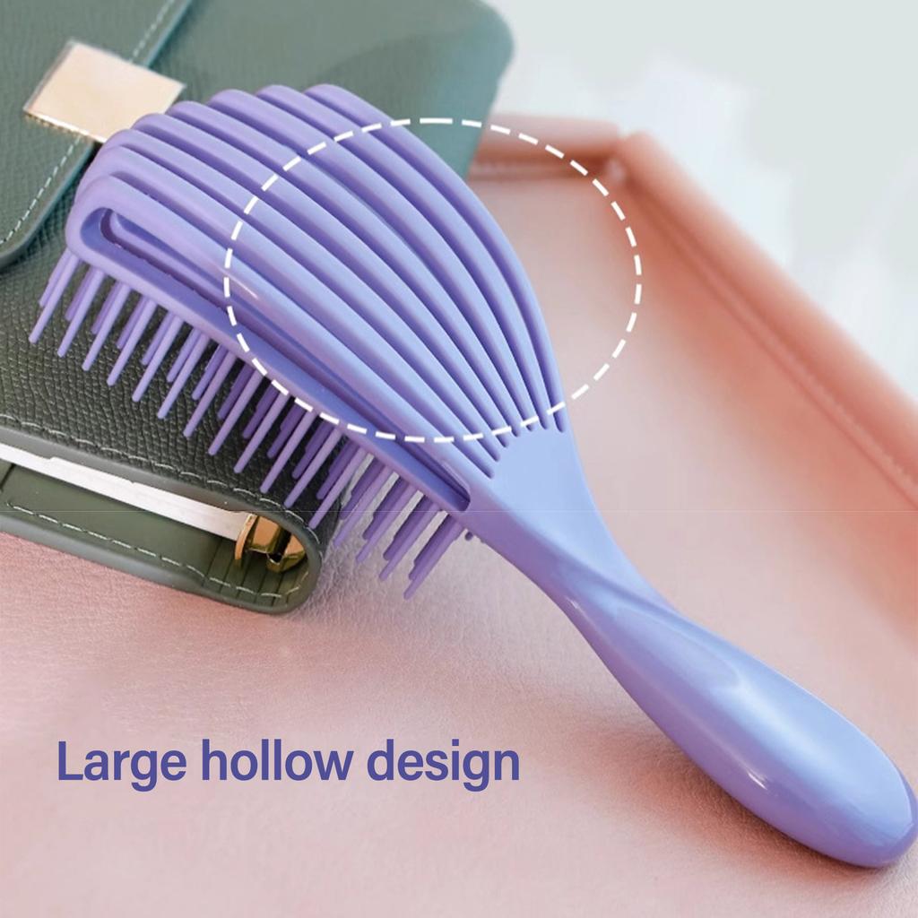 Anti-Static Detangling Brush Flexible Hollow Fluffy Curly Hair Styling Comb for Stubborn Hair Thick Wavy Hair