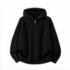 Unisex Übergroßer Kapuzenpullover 2025 Lässiger Strickpullover Mit Halbreißverschluss Grau Schwarz Locker Geschnitten Acrylmischung