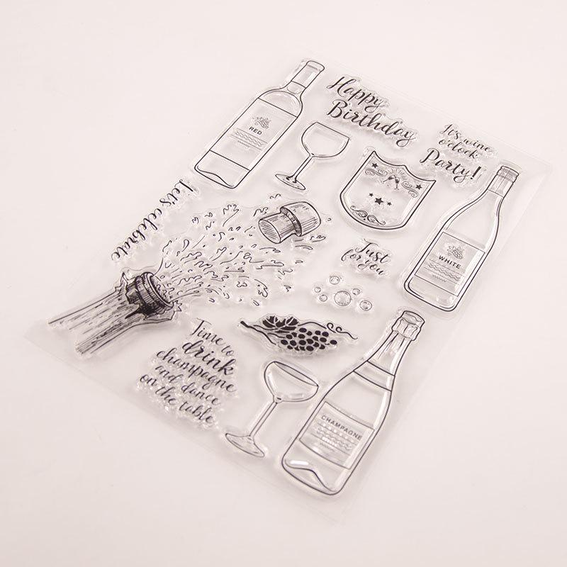 Wine Bottle Transparent Clear Stamp Silicone Seal Roller Stamp DIY Scrapbook Album