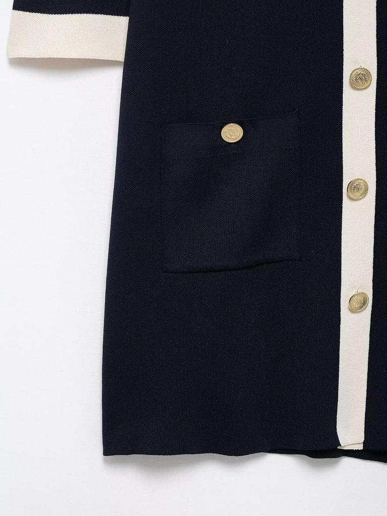 2025 Spring Women's European & American Style Golden Button Knitted Short Dress