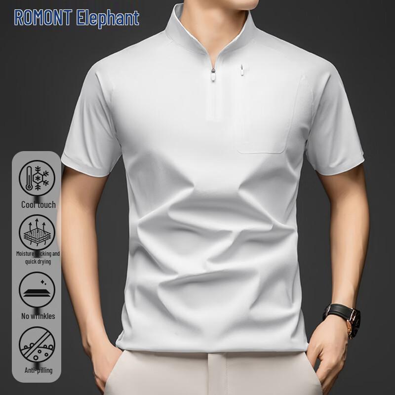 

Мужская летняя рубашка-поло с коротким рукавом из ледяного шелка ROMON L