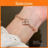 Elegant Floral Alloy Bracelet With Sparkling Zirconia For Women Summer Fashion Accessory