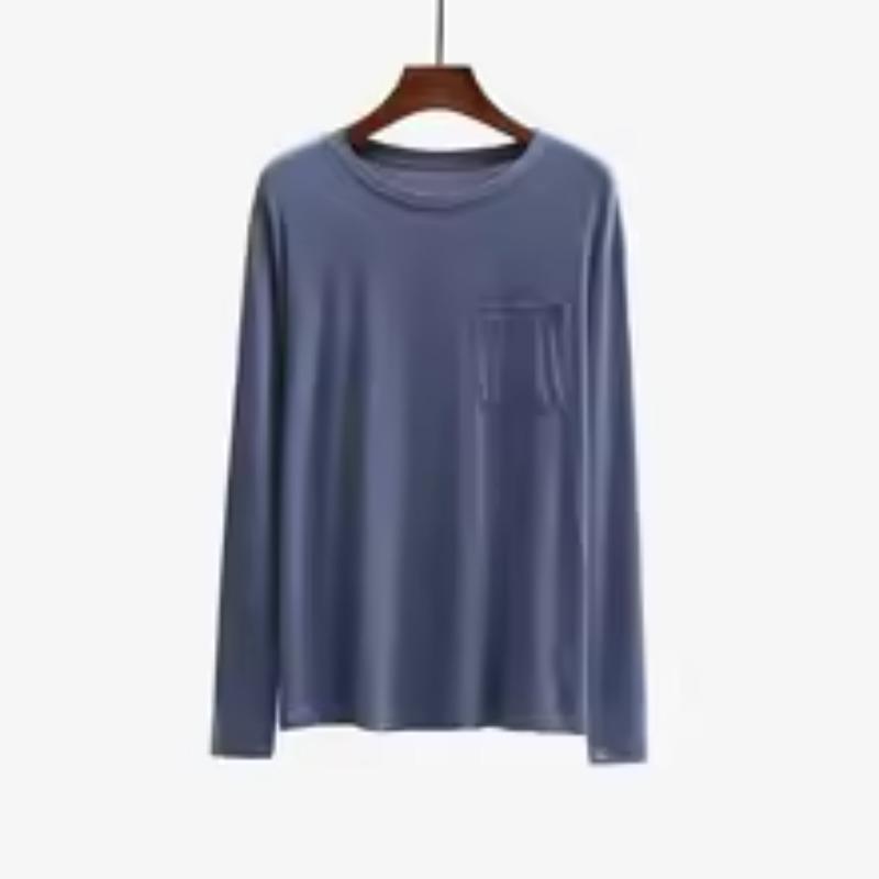 Modal Herren Langarm T-Shirt Pyjama Hautfreundlich Locker Herren Homewear Dünner Pyjama Herrenpyjama