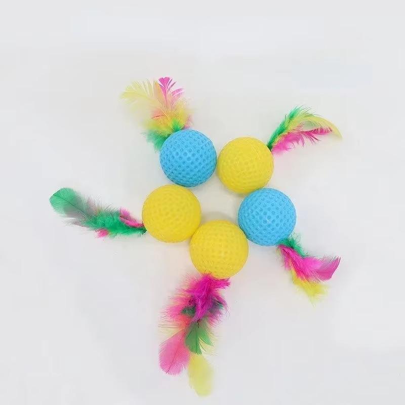 5Pcs Cat Toys Feather Toy Interactive Cat Scratching Ball Toy Playing Cats Pet Supplies
