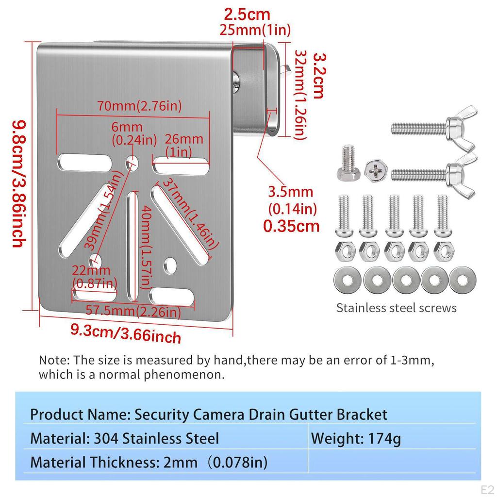 Camera Gutter Mount Universal Professional Security Bracket with Screws Nuts & Washers