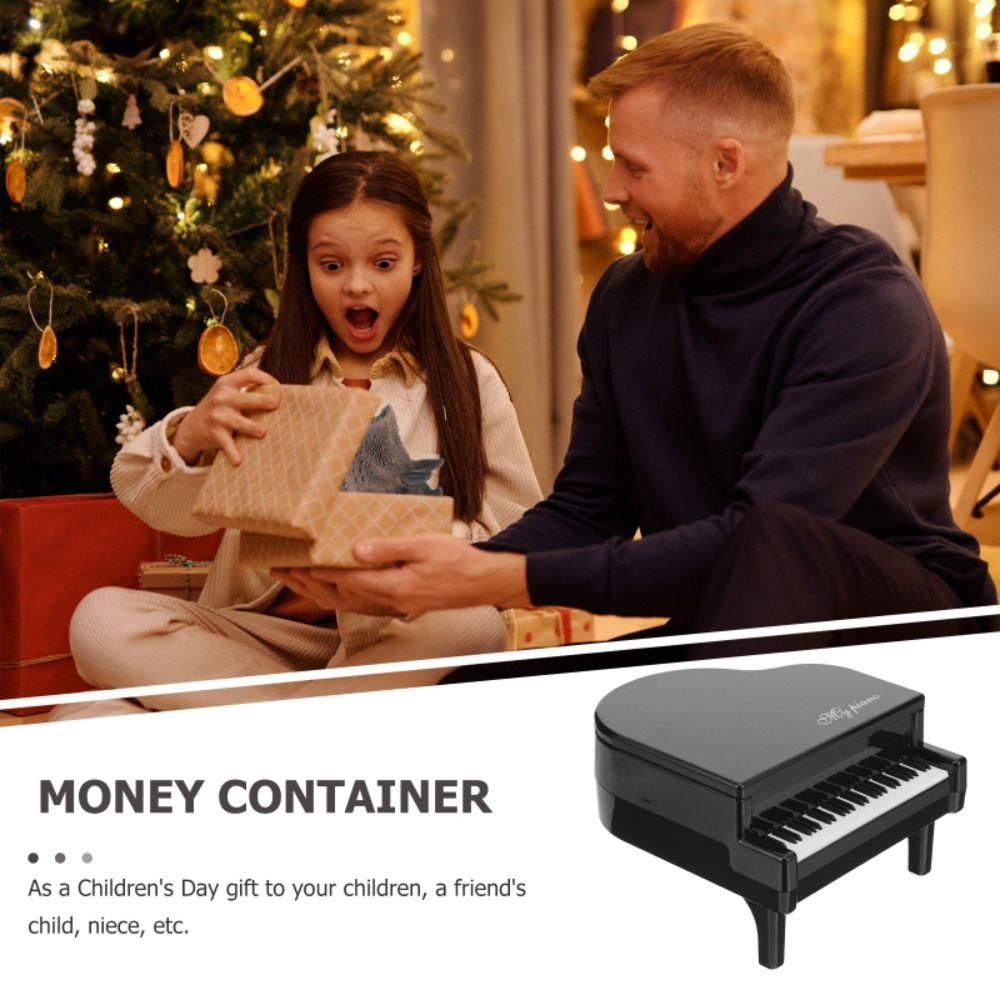 Cute Piano Modeling Piggy Bank Piano Shape Coin Storage Jar Simulation Piano Coin Box  School