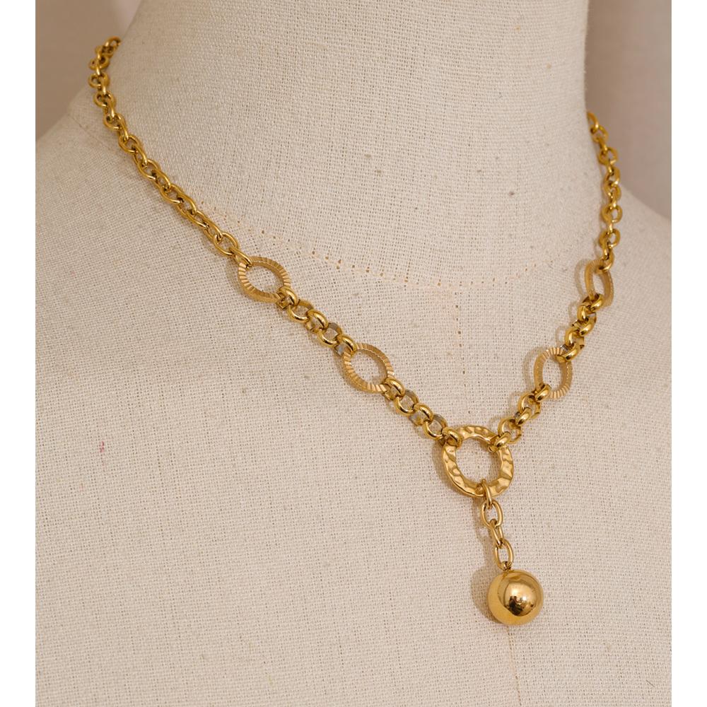 Eetit High Quality Stainless Steel Chain Round Ball Pendant Necklace Gold & Platinum PVD Plated Waterproof Distinctive Jewelry