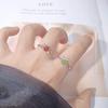Simple Leaf Natural Gemstone Jasper Turquoise Opal Nanhong Colored Treasure Ring Women'S S925 Sterling Silver Index Finger Ring