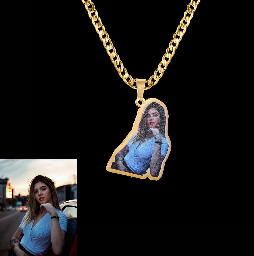 Atoztide Custom Photo Name Necklace for Women Engrave Picture Pendant Chain Stainless Steel Jewelry Personalized Christmas Gift